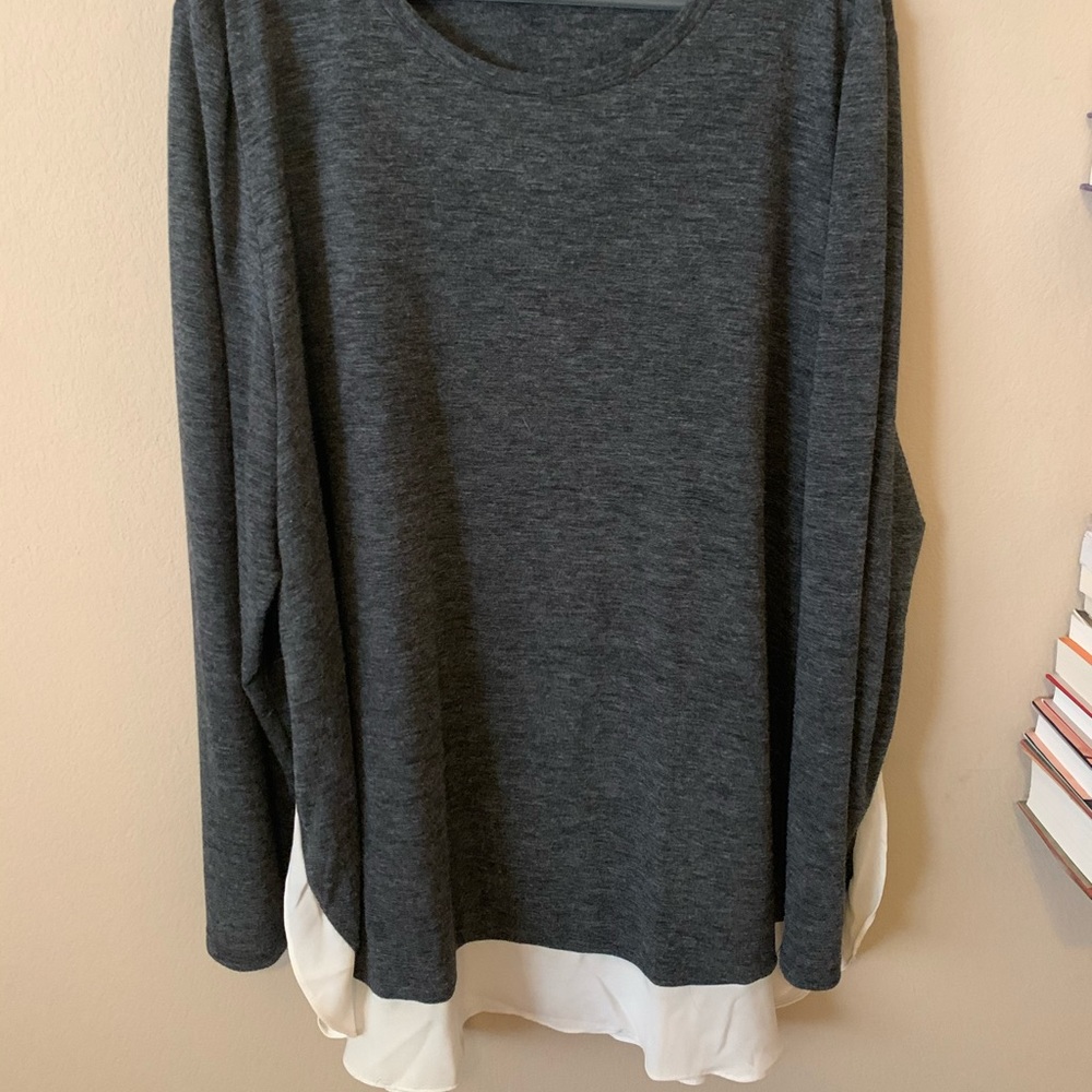 Loft 20/22 Mixed Media Split Hem Top